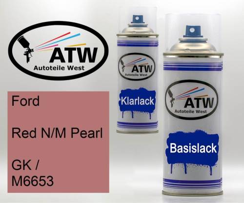 Ford, Red N/M Pearl, GK / M6653: 400ml Sprühdose + 400ml Klarlack - Set, von ATW Autoteile West.
